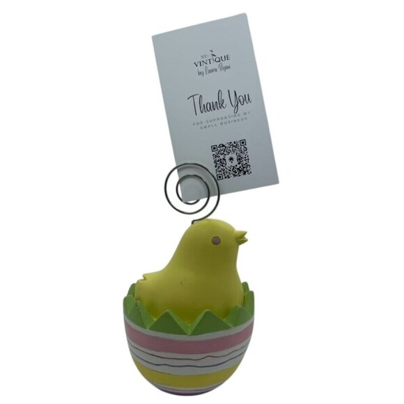 Easter Chick Paperweight Photo Card Holder Spring Decor Cute Yellow Chick in Egg - Picture 8 of 8